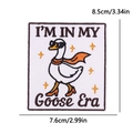 Funny goose era embroidered patch with sunglasses and orange scarf, size 3.34 inches - Goose Era Style (PE15767CT)