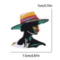Parche bordado de chica africana Fearless con sombrero de sol colorido para ropa DIY - Sombrero de Sol con Letras FEARLESS (PE15385CT)