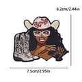 Parche bordado de mujer negra con sombrero de vaquero de camuflaje y botas de 7,5cm - Mujer con Sombrero de Vaquero y Abanico (PE15387CT)