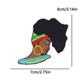 Parche bordado silueta chica africana con afro colorido para proyectos costura DIY - Cara de Mujer con Contorno de África (PE15391CT)