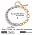 Bracelet chaîne en acier inoxydable bicolore avec zircon carré en finition or et argent - Style Zirconia Carré (JDB0112224-PS-4) / Or 18 carats