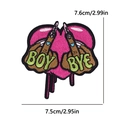 Parche bordado de corazón rosa con gestos BOY BYE, tamaño 7,6 cm x 7,5 cm - Gesto de Mano de Corazón BOY BYE (PE15396CT)