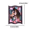 Cartoon brown horse embroidery patch with pink and green background for DIY clothing - Brown Horse Head Art Style (PE15494CT)
