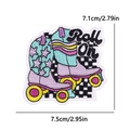 Retro embroidered roller skates patch featuring Roll On text and vibrant colors - Retro Roller Skates Style (PE15496CT)