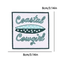 Coastal Cowgirl square embroidered patch with surfboard design 8cm x 8cm for DIY clothing - Coastal Cowgirl Surfboard Style (PE15428CT) / 8x8cm