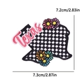 Texas state shape embroidered patch with black and white checkered pattern and pink text - Texas Map Style (PE15503CT)