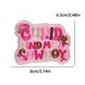 Pink Cupid Cowgirl embroidered patch with heart and cowboy hat design for DIY clothing - Cupid Find Me A Cowboy Pink Style (PE15459CT) / 8x6.3cm