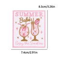 Summer Babe embroidered patch with pink border and colorful iced drink design - Summer Babe Enjoy Sunshine Rectangle Style (PE15455CT)