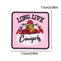 Pink cowgirl embroidery patch with Long Live Cowgirls text, size 7.5cm x 7.5cm - Long Live Cowgirls Square Pink Style (PE15461CT) / 7.5x7.5cm