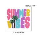 Colorful Summer Vibes iron-on embroidery patch with palm trees for beach style DIY - Summer Vibes Palm Tree Lettering Style (PE15476CT)