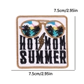 Embroidered Hot Mom Summer patch with gold sunglasses and beach scene on white base - Hot Mom Summer Sunglasses Beach Style (PE15478CT)