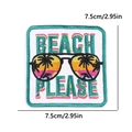 Beach Please embroidered patch with coconut tree sunglasses and mint green border - Beach Please Sunglasses Palm Tree Style (PE15479CT)