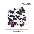Antisocial Butterfly embroidery patch with colorful butterfly design, 2.87 inch height - Antisocial Butterfly Style (PE15515CT)