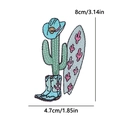 Western cactus embroidery patch with cowboy hat and boots, size 8cm by 4.7cm - Surfing Cactus Cowboy Style (PE15776CT)