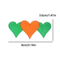 Toppa ricamata a tre cuori collegati arancione e verde per abbigliamento e cappelli - Stile Cuore Triplo (PE11175CT)