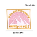 Pink embroidery patch with motivational stars quote and golden border on white background - Starry Quote Style (PE15404CT)