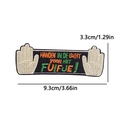 Embroidered Kruikenstad carnival patch for clothes with orange and green Dutch lettering - Symmetric Gesture Style (PE11314CT)