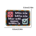 Embroidered Kruikenstad carnival patch with green and yellow border on black twill - Check Cross Rectangle Style (PE11325CT)