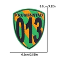 Embroidered Kruikenstad 013 shield patch with green and orange stripes for DIY clothing - Carnival 013 Style (PE11344CT)