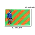 Embroidered Kruikenstad carnival patch with green and orange stripes in 8.5x5.5cm size - Horror Character Style (PE11354CT)