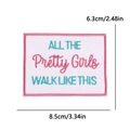 Patch ricamata rosa con scritta ALL THE Pretty Girls per borse e decoro DIY - Stile Camminata delle Ragazze Carine (PE15433CT)
