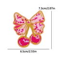 Pink cartoon cherry bow embroidered patch for DIY bags and clothing decoration - Cherry Bowknot Style (PE15437CT)