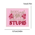 Pink rectangular patch with sarcastic quote and floral embroidery for DIY bags - No Stupid Style (PE15450CT)