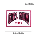 Embroidered 'GIRL MOM' patch with red plaid pattern and hearts, 8.8cm x 6cm size - Girl Mom Style (PE15451CT)