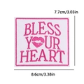 Pink 'Bless Your Heart' embroidered patch with lip icon, 8.6cm x 7.7cm DIY accessory - Bless Your Heart Style (PE15759CT)