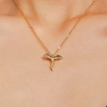 Minimalistische vergoldete fliegende Drachen Anhänger Halskette für Damen Punk Schmuck - 12 Von Kc+kc Gold 4236