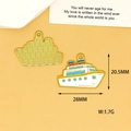 Detailed macro view of cruise ship enamel charm showing 28mm x 20.5mm dimensions - Ship
