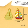 Colorful enamel sailboat charm for DIY jewelry making, 26mm x 18mm size. - Sailboat