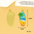 Surfboard enamel jewelry charm detail showing 35mm height and front/back texture - Beach