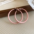 Close-up macro view of matte pink C-shaped hoop earrings featuring high quality silver needles - C-Shaped Hoop Style / Pink / Large 5cm
