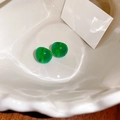 Elegant translucent green round stud earrings featuring vintage silver needle pins. - 71# Silver Earring Post - Green Geometric Resin Translucent