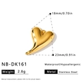 Ciondolo a cuore in acciaio inossidabile dorato con dettagli su peso e dimensioni - Ciondolo a Cuore Lucido a Specchio Irregolare (NB-DK161) / 1 Pezzo/Confezione (23x18mm) / Oro