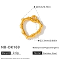 Dimensioni dettagliate di un ciondolo a cuore in acciaio inossidabile dorato bambù. - Ciondolo a Cuore con Trama a Bambù Oro (NB-DK169) / Oro 18K / 1 Pezzo (22.3x20 mm) / Oro