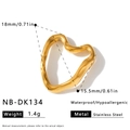 Ciondolo a cuore ondulato in acciaio inossidabile dorato, peso 1,4g, metallo ipoallergenico - Ciondolo a Cuore con Trama Ondulata (NB-DK134) / 1 Pezzo (18x15.5mm) / Oro