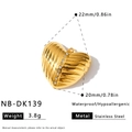 Pendente a cuore in acciaio inossidabile dorato con strass 22 mm x 20 mm - Ciondolo a Cuore in Strass a Righe (NB-DK139) / 1 Pezzo/Confezione (22x20mm) / Oro