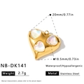 Ciondolo a cuore in acciaio inossidabile dorato con tre pietre bianche - Ciondolo con Pietra a Cuore Intarsiata (NB-DK141) / 1 Pezzo (20x18.5mm) / Oro