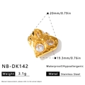 Elegante pendente a cuore testurizzato in acciaio inossidabile dorato con cristalli - Ciondolo a Cuore in Strass Strutturato (NB-DK142) / 1 Pezzo (20x19.3 mm) / Oro