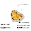 Ciondolo a forma di cuore in acciaio inossidabile bicolore oro e argento con trama ondulata - Ciondolo a Cuore a Costine Oro (NB-DK143) / 1 Pezzo (24x21,5 mm) / oro e argento