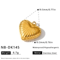 Elegante ciondolo a forma di cuore scanalato in acciaio inossidabile dorato, 19,5 mm - Ciondolo a Cuore con Trama a Raggi in Rilievo (NB-DK145) / Oro 18K / 1 Pezzo (19,5x19,3 mm) / Oro