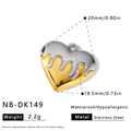 Ciondolo a cuore in acciaio inox con effetto goccia oro e argento per gioielli DIY - Ciondolo a Cuore Bicolore Effetto Goccia di Liquido Oro e Argento (NB-DK149) / Oro 18K / 1 Pezzo (20x18.5mm) / oro e argento