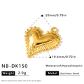 Ciondolo a cuore in acciaio inossidabile dorato con bordi testurizzati e stella, 2,0g per DIY - Ciondolo a Cuore con Bordo Granuloso Ondulato e Incavo a Stella (NB-DK150) / Oro 18K / 1 Pezzo (20x19,4 mm) / Oro
