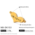 Ciondolo a cuore in acciaio inossidabile dorato con incisione coreana, 24 mm - Ciondolo a Cuore con Incisione Coreana 'Seoa, Ti amo' (NB-DK153) / Oro 18K / 1 Pezzo (24x14,3 mm) / Oro
