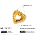 Ciondolo a cuore in acciaio inossidabile placcato oro SKU NB-DK155 18x19mm 1,9g - Ciondolo a Cuore con Trama Radiale e Bordo Perlato (NB-DK155) / 1 Pezzo/Confezione (18x19mm) / Oro