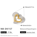 Variante pendente a cuore bicolore in acciaio inossidabile con cornice interna perlata dorata - Ciondolo a Cuore Bicolore a Doppio Strato (NB-DK157) / 1 Pezzo/Confezione (18x16mm) / oro e argento