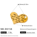 Ciondolo a cuore in acciaio inossidabile dorato con incisione per gioielli fai da te - Ciondolo a Cuore Inciso (NB-DK158) / 1 pezzo (20x14mm) / Oro