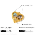 Pendaglio a cuore in acciaio inox dorato con inserti in conchiglia e strass - Ciondolo a Cuore in Conchiglia Iridescente con Strass (NB-DK160) / 1 Pezzo (18,3x18 mm) / Colorato